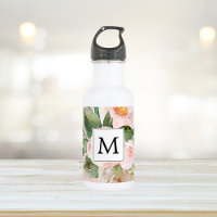 Flores Rosa Cor-de-Água Moderna Monogramadas
