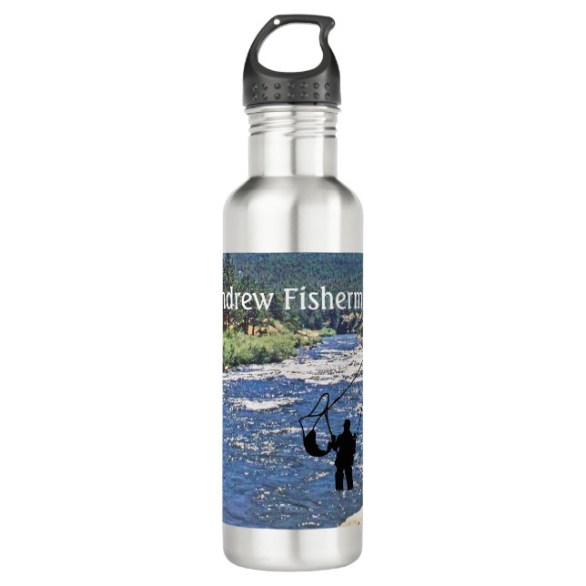 Garrafa Fly Fishing with Fisherman silhouette Personalize (Frente)