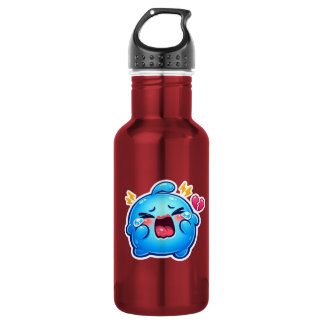 Garrafa Fofa Kawaii Triste Slime Azul Chorando com Coração