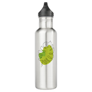 Garrafa Folhagem isolada tropical de arte em linha, branca