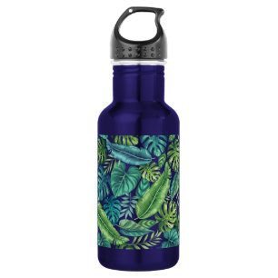 Garrafa Folhas Tropicais de Palma Verde e Teal Banana Mons