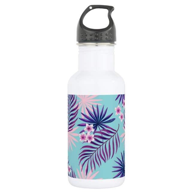 Garrafa Folhas tropicais e flores 2 (Frente)