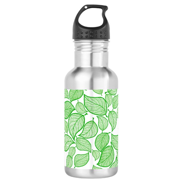 Garrafa Folhas verdes em branco (Frente)