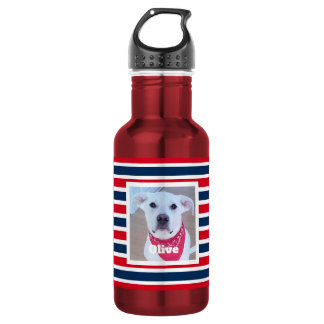 Garrafa Foto Patriótica Cachorro Fofo Listras Vermelhas Br
