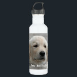 Garrafa Foto personalizada e nome do cão do golden<br><div class="desc">Personalize esta lembrança do cão do golden retriever com sua foto do cão ou do filhote de cachorro e nome (ou a outra foto do animal de estimação ou da pessoa/nome). O texto lê o "melhor cão nunca" ou adiciona seu próprio texto - nós amamos a margarida (o nome do...</div>