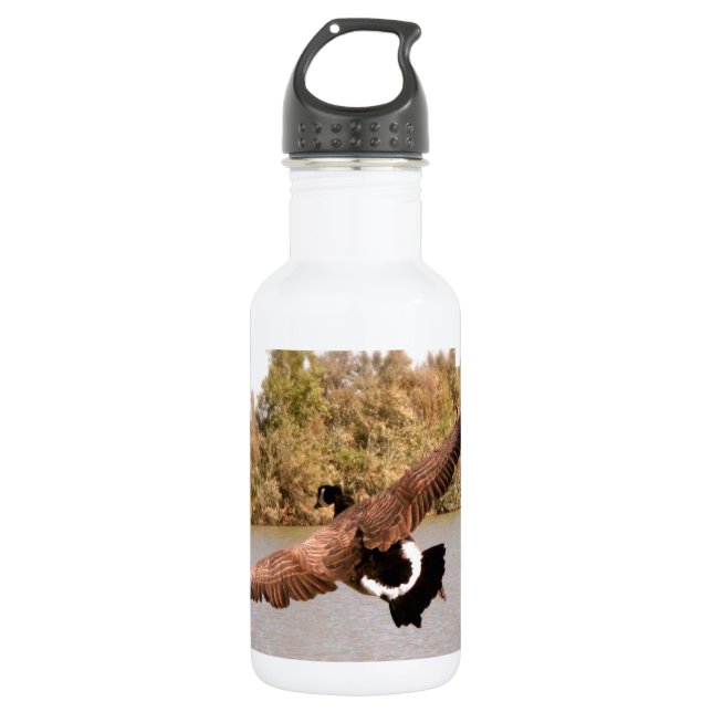 Garrafa fotografia do pato voador sobre a água (Frente)