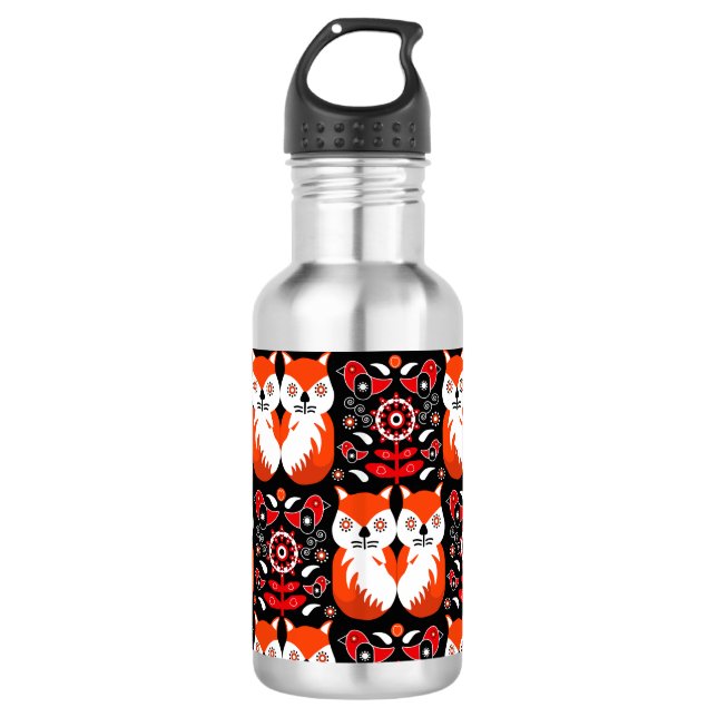 Garrafa Fox and Nature Nordic FolArt (Frente)