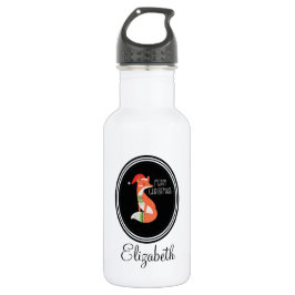 Garrafa Fox Laranja no Red Santa Hat Feliz Natal