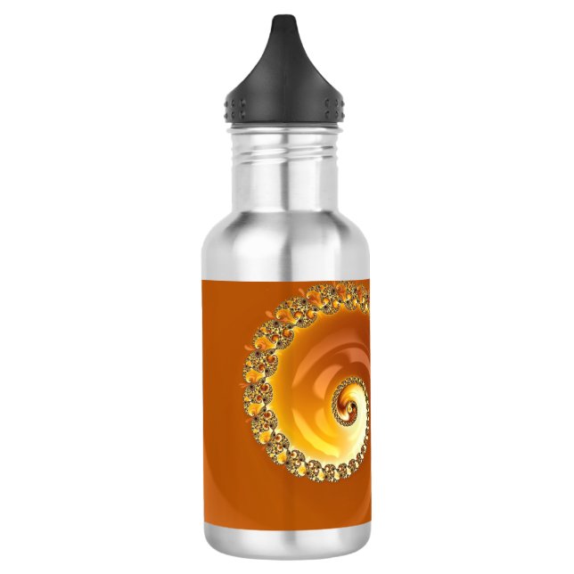 Garrafa Fractal Espiral Gradiente Laranja Dourado abstrato (Esquerda)