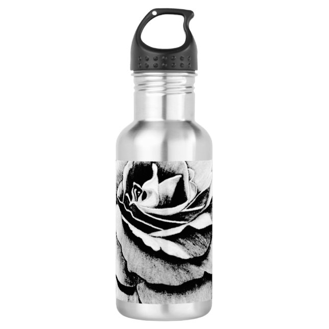 Garrafa Frasco de água de 24oz com rosa gravado (Frente)