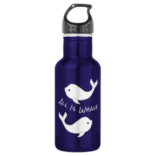 Garrafa Frasco De Água De Baleia De Beluga (Texto Branco)