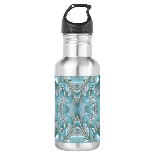 Garrafa Frasco de Água Floral Branco Teal (Frente)