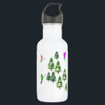 Garrafa Freeride Alpino Skiers - Esqui<br><div class="desc">design de esquiadores com tema esquiador no inverno legal com esquiadores esquiando pelas encostas do resort de esqui alpino entre as árvores cobertas de abetos em alpes. Os esquiadores Freeride estão vestindo ternos de esqui antigos coloridos, descida de esqui com esquis em um fundo branco de montanha de neve. Um...</div>