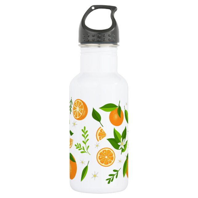 Garrafa Fresh oranges with flowers and leaves (Frente)