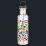Garrafa Frutas de Cores Aquáticas Coloridas<br><div class="desc">Aproveite este padrão de frutas de aquarela e vegetação balnear com esta garrafa d'água colorida. Você sempre pode adicionar seu próprio texto. Avise-me se você quiser que algo seja feito sob medida. Se você o comprar, obrigado! Certifique-se de compartilhar uma foto no Instagram dele em ação e marque-me @shoshannahscribbles :)...</div>