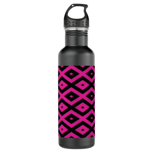 Garrafa Fuchsia e padrão de diamante preto (Frente)