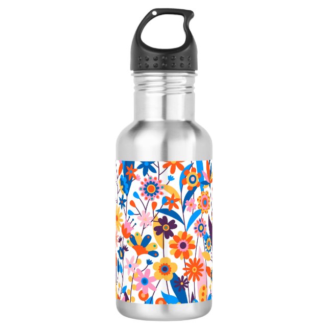 Garrafa Fundo Floral Multicolorido Exótico-32939 (Frente)