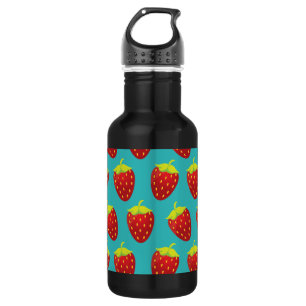 Garrafa Fundo Teórico de Padrão de Morango Vermelho