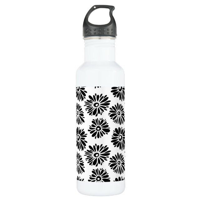Garrafa Funky Black e white floral (Frente)