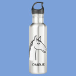 Garrafa Funny Horse Personalizado<br><div class="desc">Um design de desenho animado engraçado para aqueles que amam animais,  cavalos e equitação. Altere o nome para personalizar.</div>