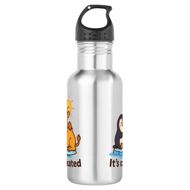 Garrafa Funny Penguin & Giraffe Water Bottle  (Frente)