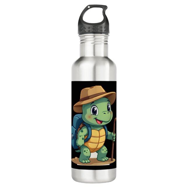Garrafa Funny Turtle Hiking Graphic Camping Lover Adventur (Frente)