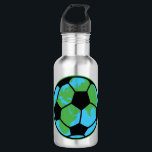 Garrafa Futebol mundial<br><div class="desc">A bola de futebol encheu-se de verde e azul de terra. Um legal presente de Natal para um jogador de futebol.</div>