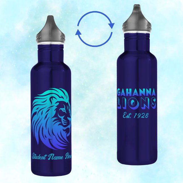 Garrafa Gahanna Lions Blue Gradient Personalized (Criador carregado)
