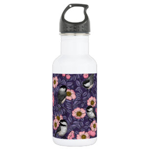 Garrafa Galinhas na rosa selvagem de rosa e violeta