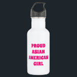Garrafa Garota Americana Orgulhosa, branca rosa-quente<br><div class="desc">Garota Americana Orgulhosa,  garrafa de aço inoxidável branca rosa-quente</div>
