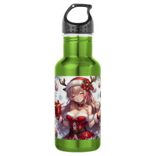Garrafa Garota de Natal anime fofa