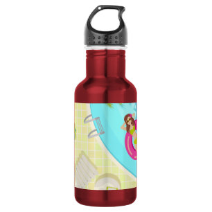 Garrafa Garota de piscina de biquíni verão praia inox