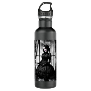 Garrafa Garota Gótica Negra e Branca