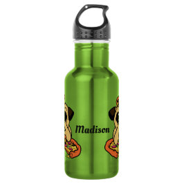 Garrafa Garrafas de água com nome personalizado Pizza Pug