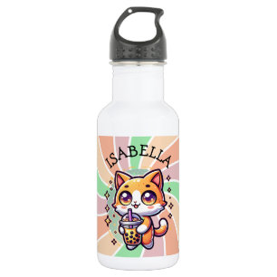Garrafa Gatinho Kawaii Bonito com Chá de Bolha Personaliza