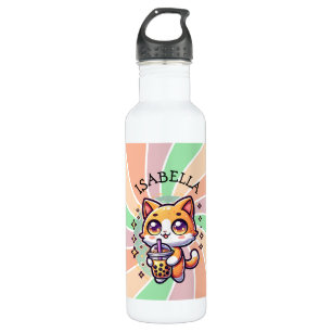 Garrafa Gatinho Kawaii Bonito com Chá de Bolha Personaliza