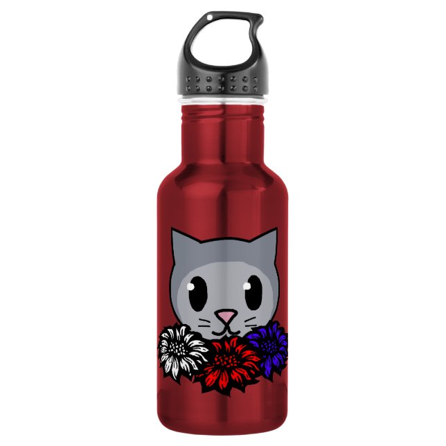 Garrafa Gatinhos e flores para crianças (Frente)
