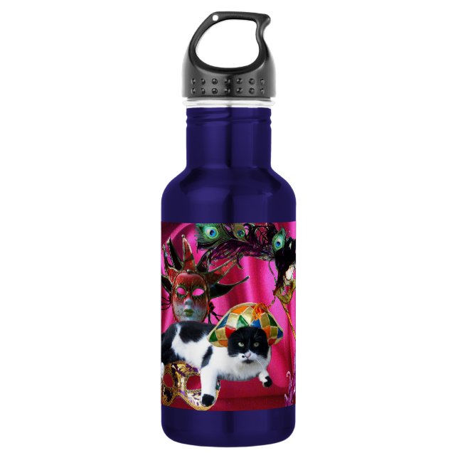 GARRAFA GATO COM HARLEQUIN HAT E MÁSCARAS DE MASCARADA (Frente)