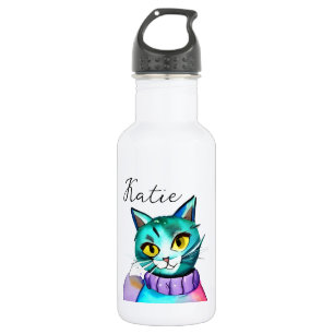 Garrafa Gato de Gatinho Azul e Gatinho Personalizado