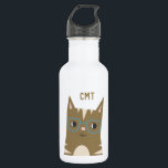 Garrafa Gato de gato malhado bonito com monograma dos<br><div class="desc">Esta é uma ilustração do vetor de um gato de gato malhado com vidros moldados verde. Tem um sorriso em sua cara.</div>
