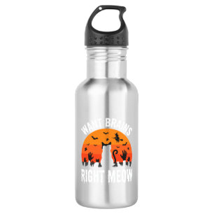 Garrafa Gato de Halloween Quer Cérebros Agora Design
