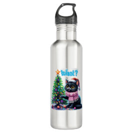 Garrafa Gato de Natal engraçado O que com o adesivo de árv