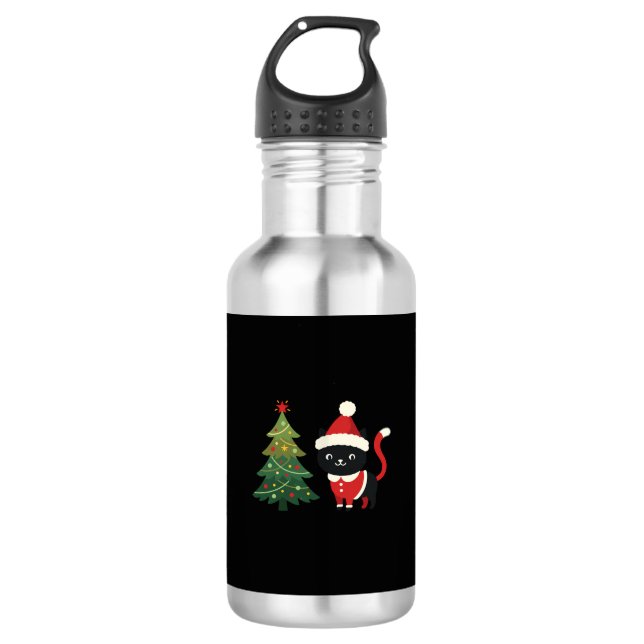 Garrafa Gato de Natal Papai Noel Árvore Vetor (Frente)