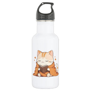 Garrafa Gato Leitor Aconchegante Kawaii Design de Gatinho