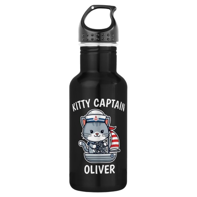 Garrafa Gato Marinheiro Capitão Kitty Fofo (Frente)
