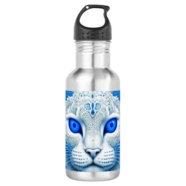 Garrafa Gato Místico Branco, Arte do Étero AI (Frente)