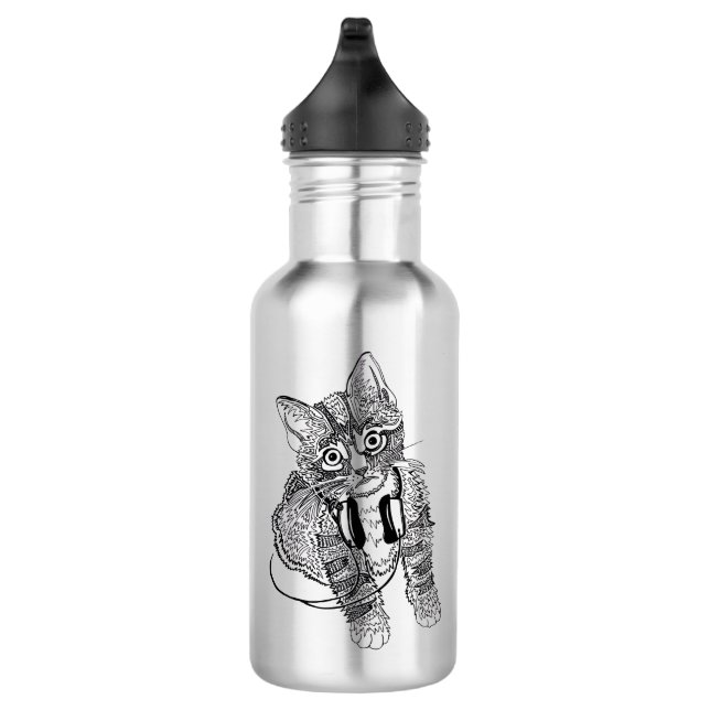 Garrafa Gato preto & branco engraçado na ilustração dos (Direita)