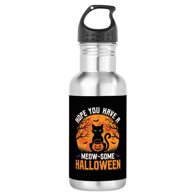 Garrafa Gato Preto de Halloween Meow-Some (Frente)