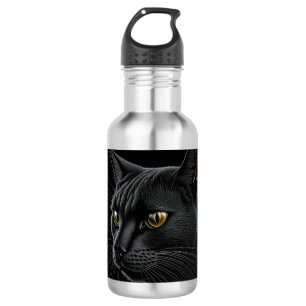 Garrafa Gato Preto de IA com Olhos Amarelos