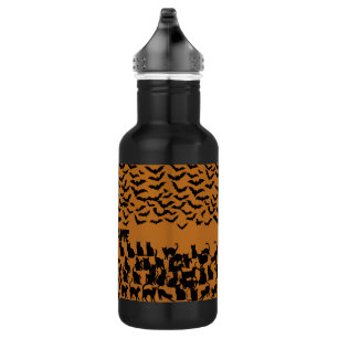 Garrafa Gato Preto do Dia das Bruxas Morcego Laranja Padrã